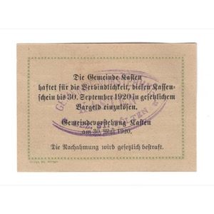 Geldschein, Österreich, Kasten N.Ö. Gemeinde, 20 Heller, Texte, 1920