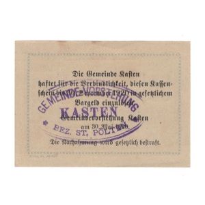 Geldschein, Österreich, Kasten N.Ö. Gemeinde, 50 Heller, Texte, 1920