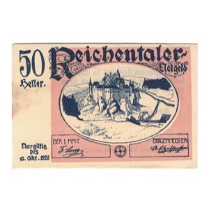 Billet, Autriche, Reichental im Mühlkreis O.Ö. Ortsgemeinde, 50 Heller, Texte