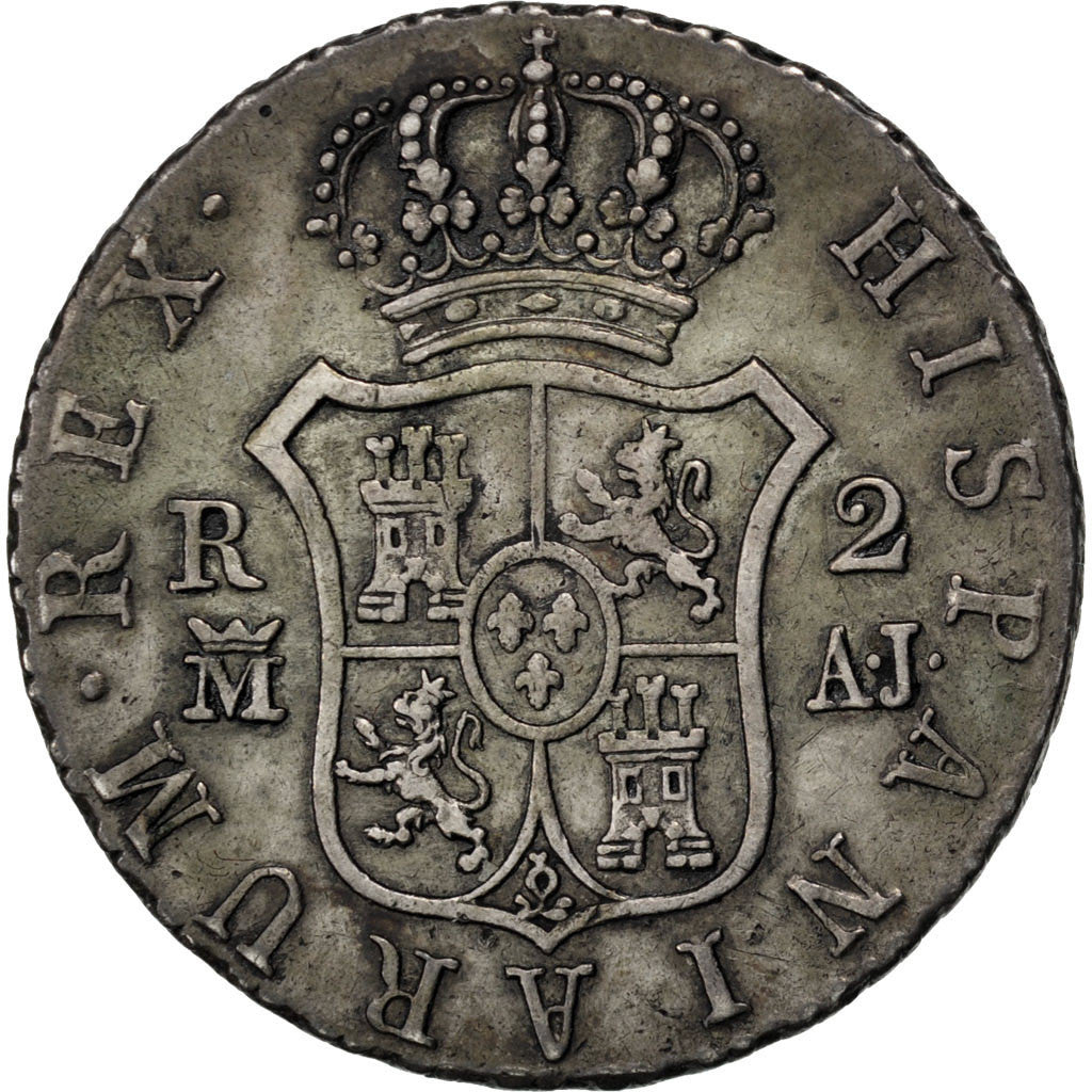 Coin, Spain, Ferdinand VII, 2 Reales, 1826, Madrid, AU(50-53), Silver, KM:460.2