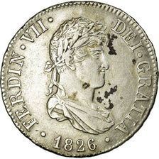 Moneda, España, Ferdinand VII, 2 Reales, 1826, Seville, MBC+, Plata, KM:460.3