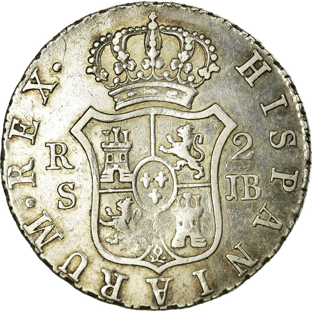 Moneda, España, Ferdinand VII, 2 Reales, 1828, Seville, MBC+, Plata, KM:460.3