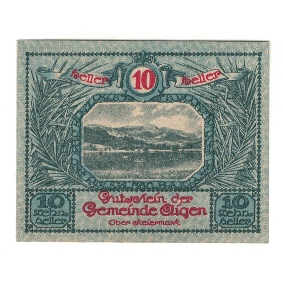 Banknote, Austria, Aigen Sbg. Gemeinde, 10 Heller, paysage, 1920, 1920-07-17