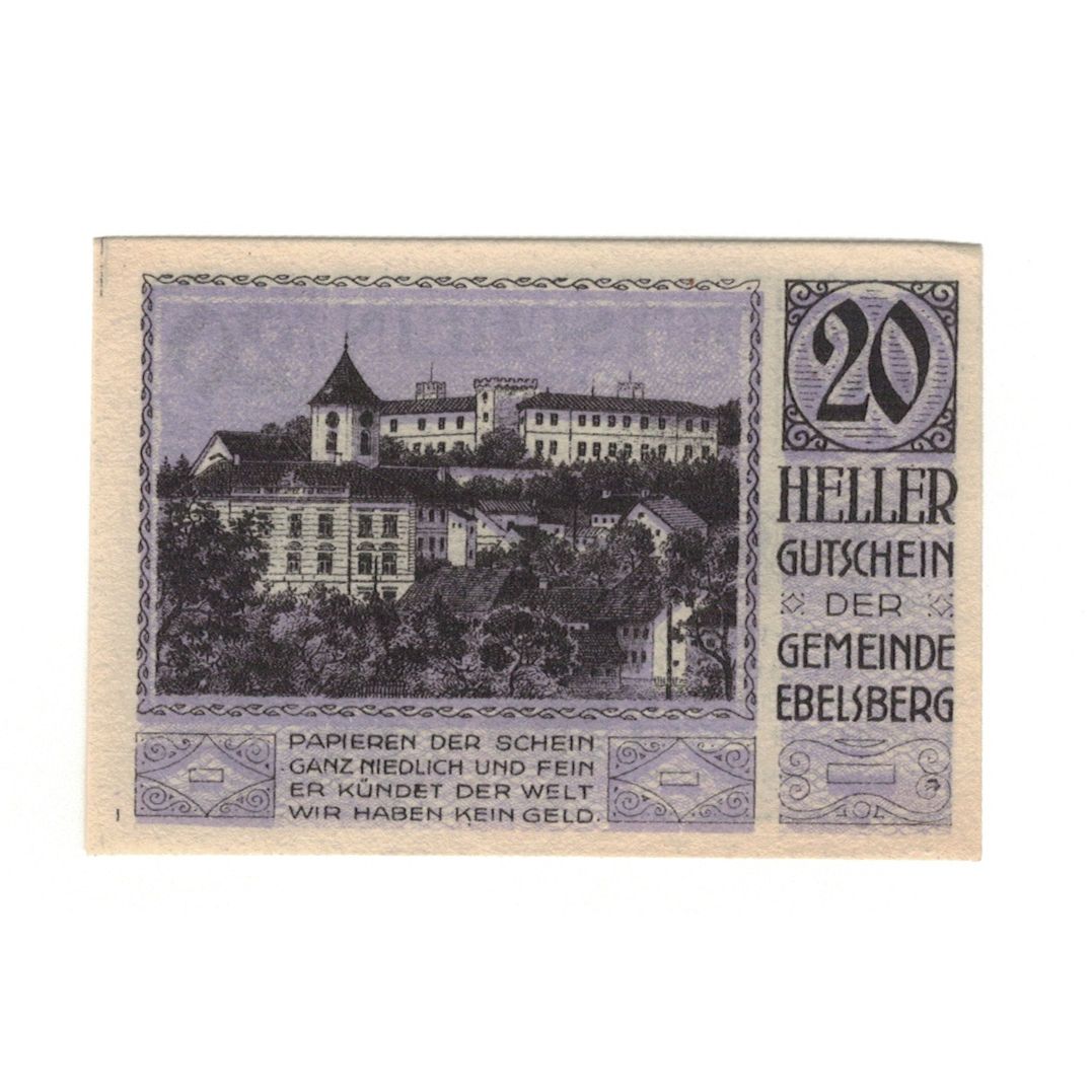 Banknote, Austria, Ebelsberg O.Ö. Gemeinde, 20 Heller, personnage, 1920