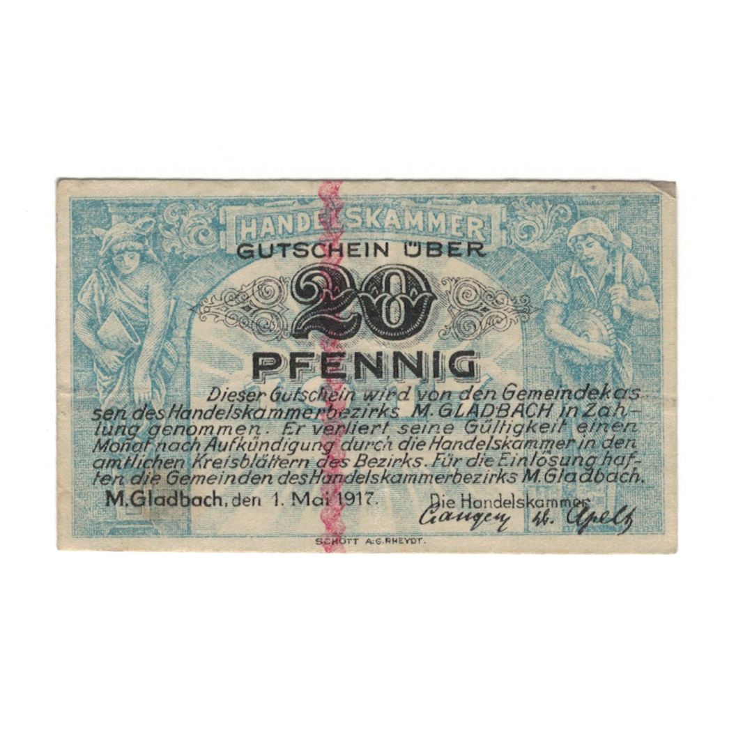 Banknote, Germany, München-Gladbach Handelskammer, 20 Pfennig, valeur faciale