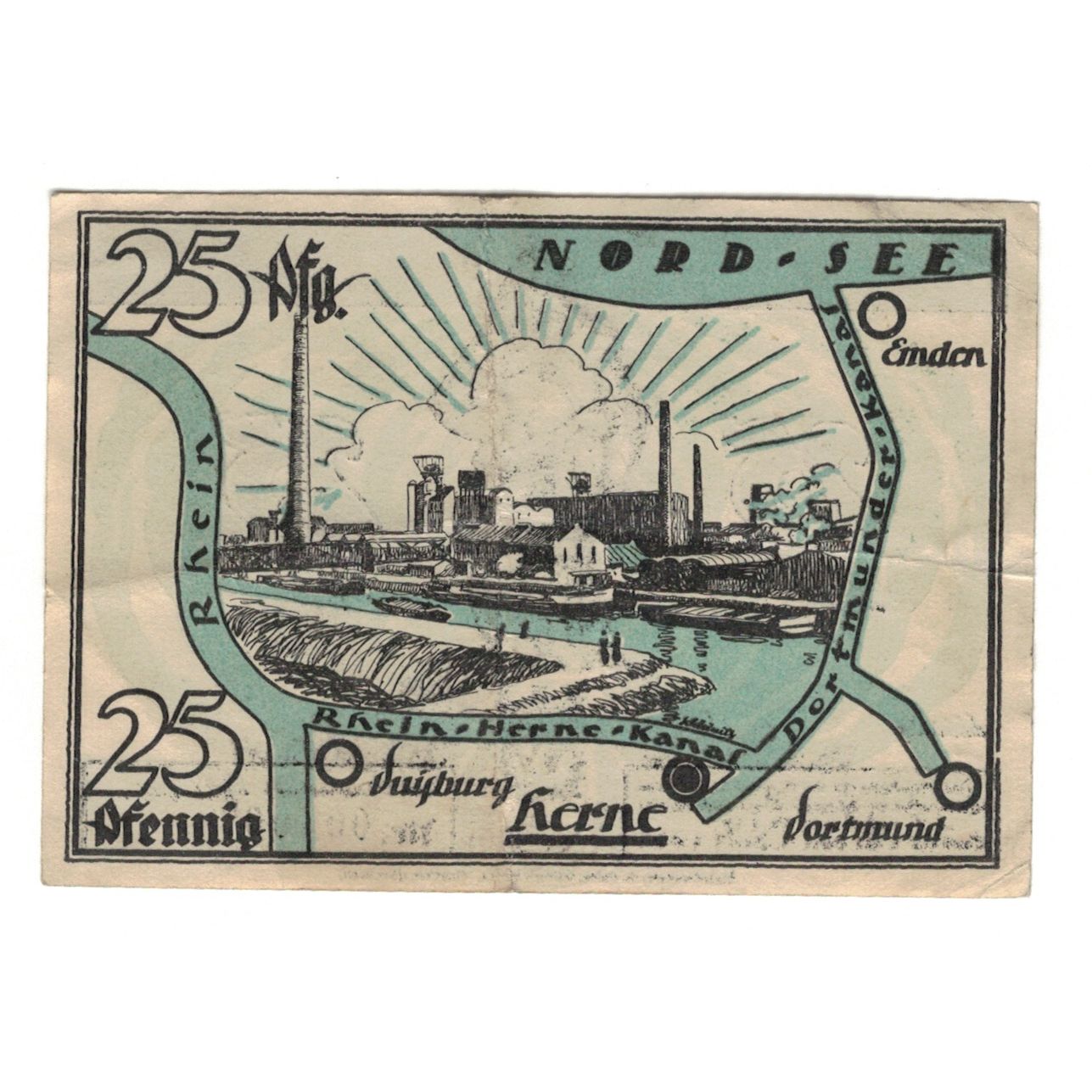 Billet, Allemagne, Herne Stadt, 25 Pfennig, personnage, 1921, 1921-07-01, SUP