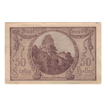 Banknote, Austria, Enns O.Ö. Stadtgemeinde, 50 Heller, village, 1920