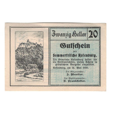 Banknote, Austria, Rosenburg N.Ö. Gemeinde, 20 Heller, village, 1920
