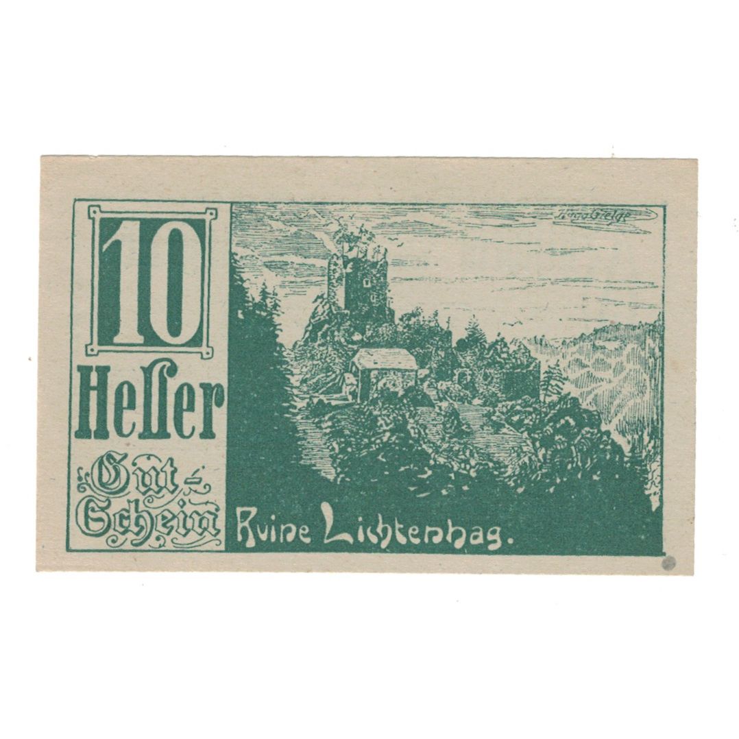 Banknote, Austria, Gramastetten N.Ö. Marktkommune, 10 Heller, paysage, 1920