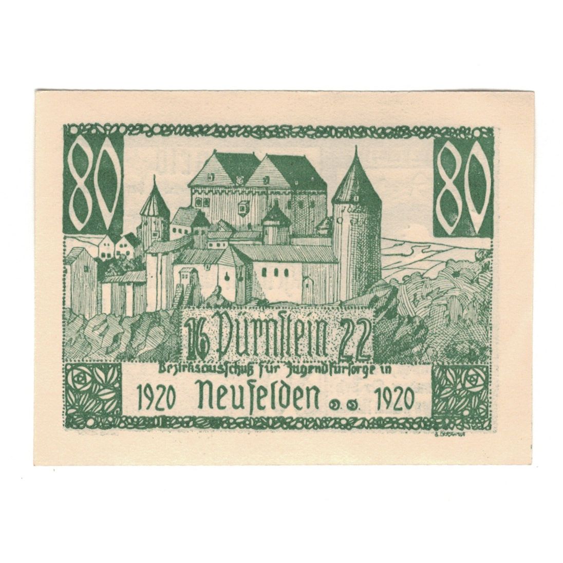 Banknote, Austria, Neufelden, 80 Heller, château, AU(55-58), Mehl:FS 645