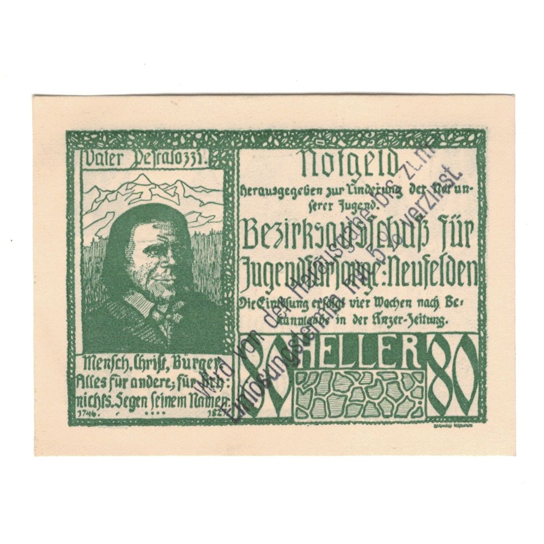 Banknote, Austria, Neufelden, 80 Heller, château, AU(55-58), Mehl:FS 645