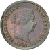 SPAIN, 5 Centimos, 1860, Ségovie, KM #602, AU(55-58), Copper, 1.81