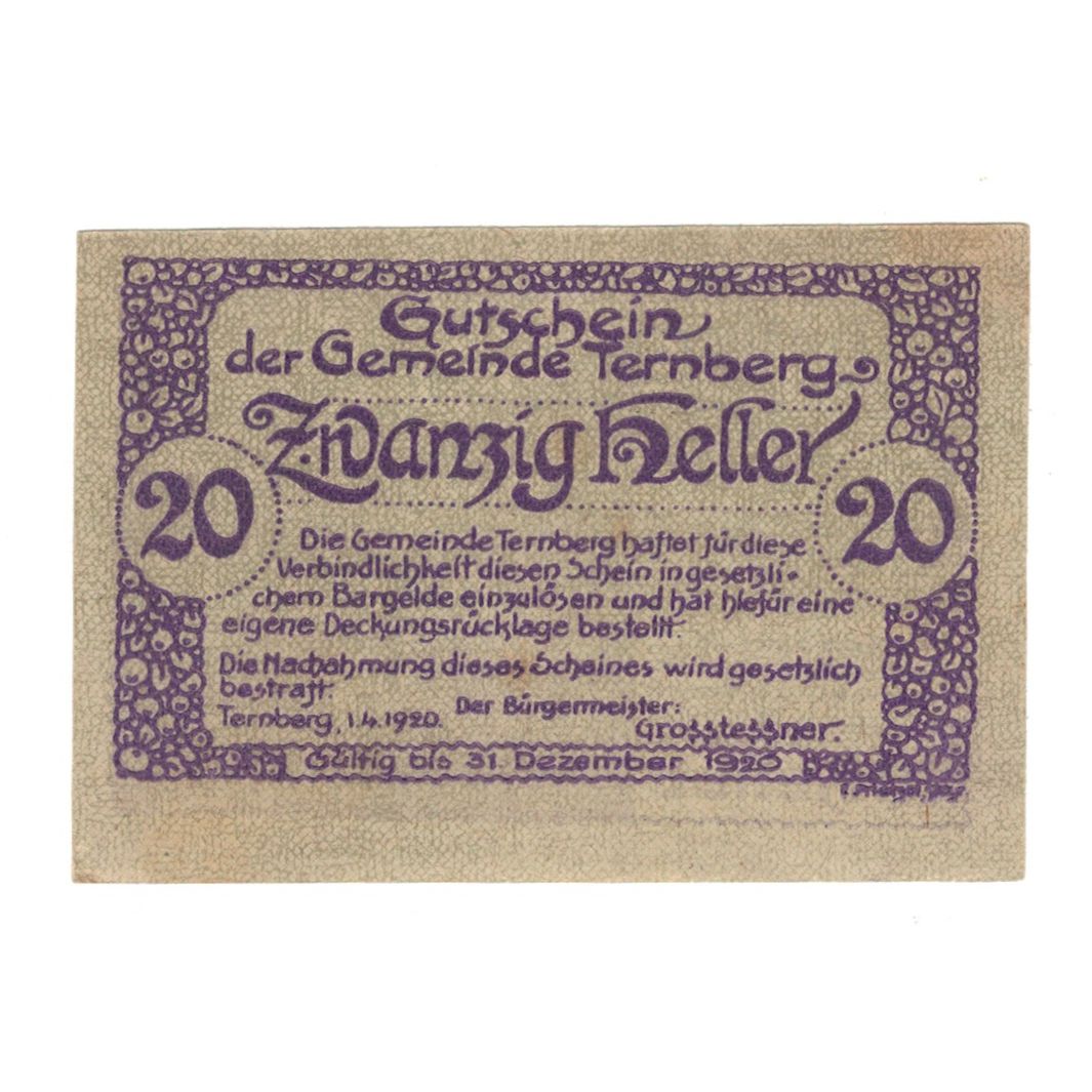 Geldschein, Österreich, Esternberg O.Ö. Gemeinde, 20 Heller, paysage, 1920