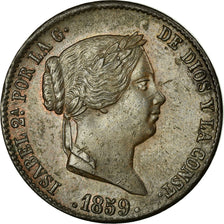 Coin, Spain, Isabel II, 25 Centimos, 1859, Segovia, AU(55-58), Copper, KM:615.2