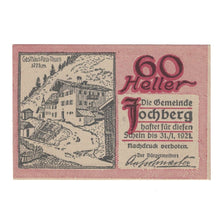 Banknote, Austria, Jochberg Tirol Gemeinde, 60 Heller, paysage, 1920