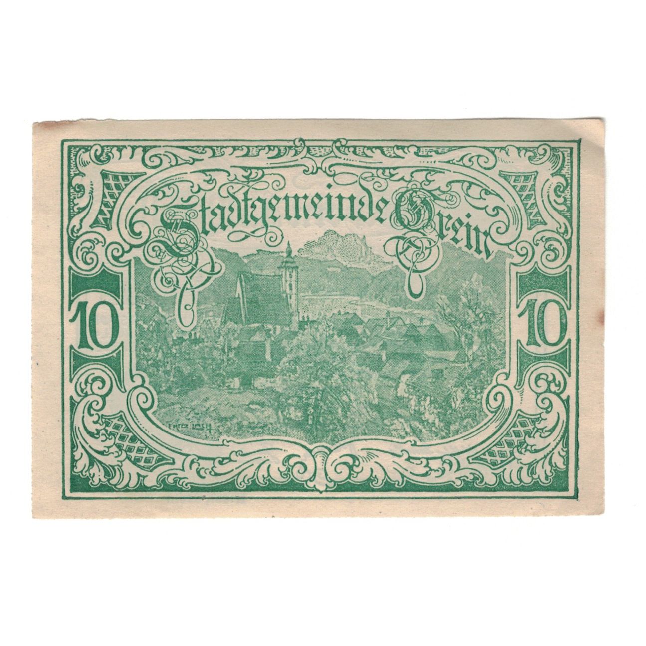Banknote, Austria, Grein O.Ö. Stadtgemeinde, 10 Heller, paysage, 1920