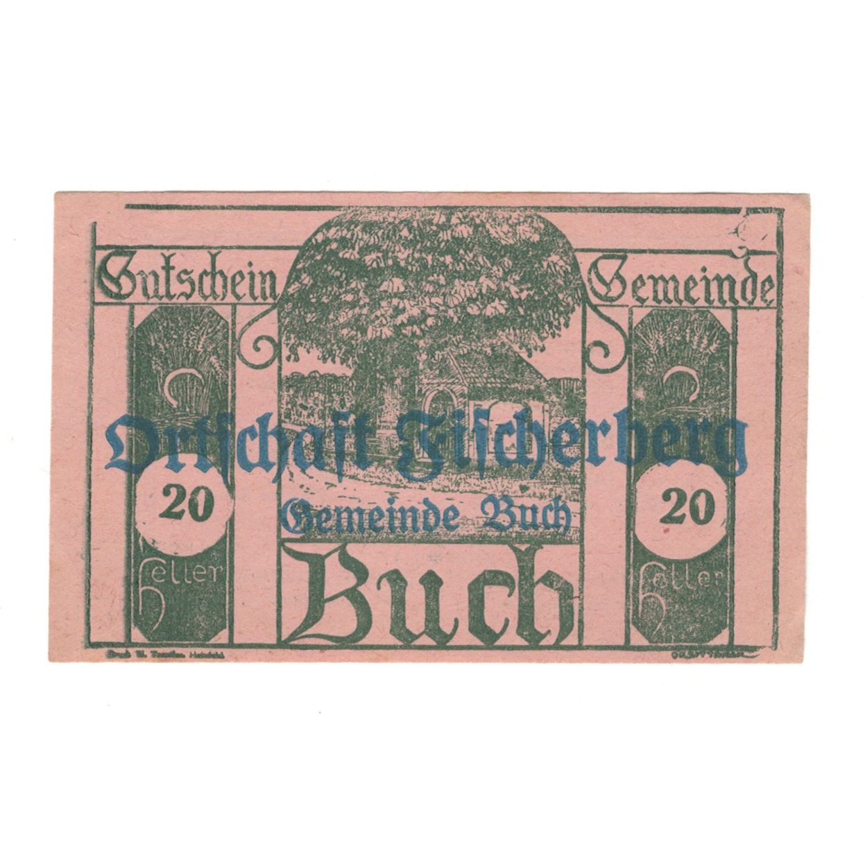 Banknote, Austria, Buch N.Ö. Gemeinde, 20 Heller, Texte, 1920, 1920-10-31