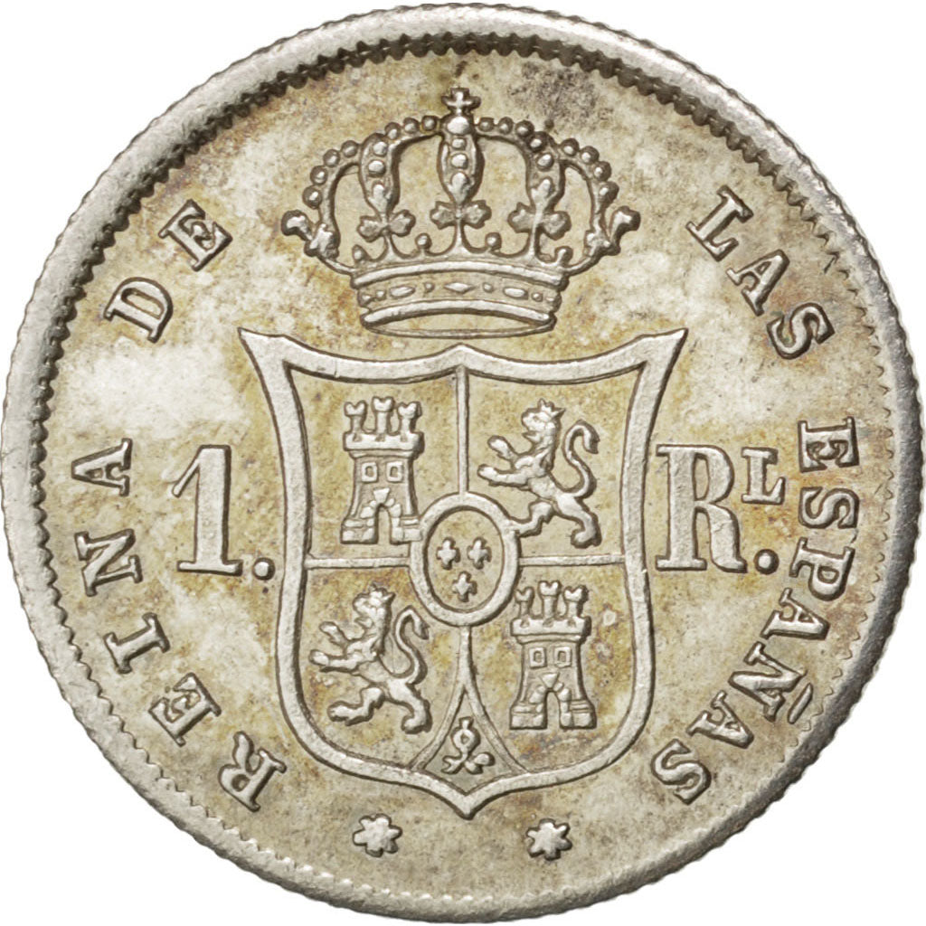 SPAIN, Real, 1859, Madrid, KM #606.2, graded, PCGS, MS(64), Silver, 1.30