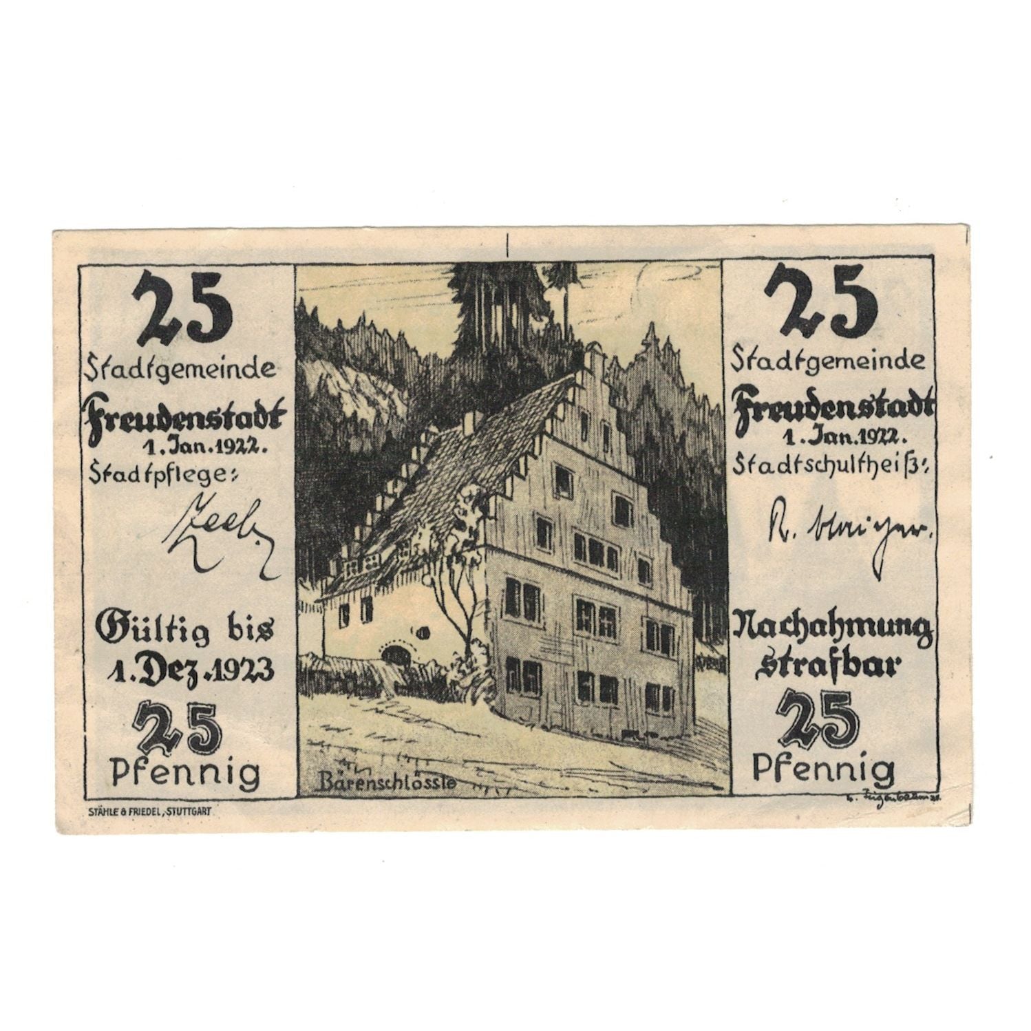 Banknote, Germany, freudenstadt, 25 Pfennig, village 1, 1921, 1923_12_01