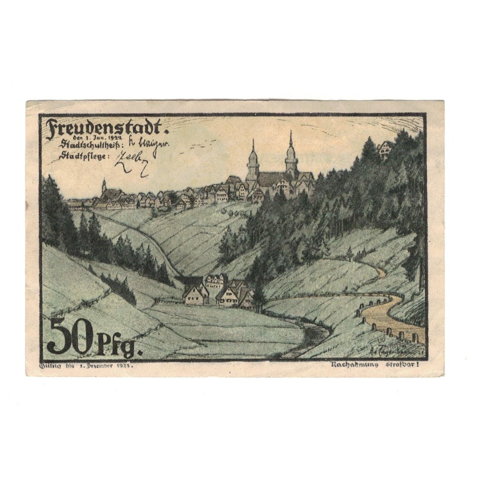 Banknote, Germany, freudenstadt, 50 Pfennig, personnage 1, 1921, 1923_12_01