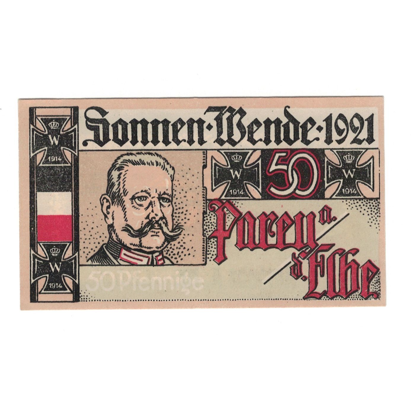 Banknote, Germany, Parey a.d. Elbe Spar und Creditbank, 50 Pfennig, Texte, 1921