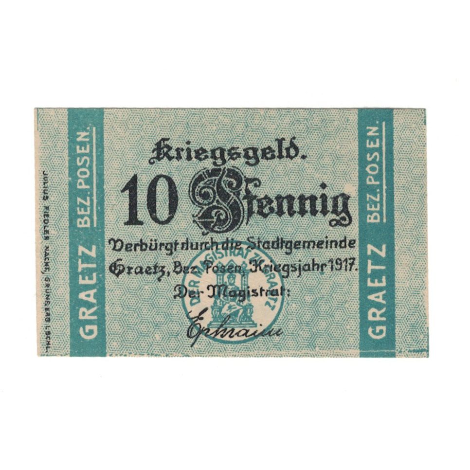 Geldschein, Deutschland, Graetz Stadt, 10 Pfennig, valeur faciale, 1917, VZ