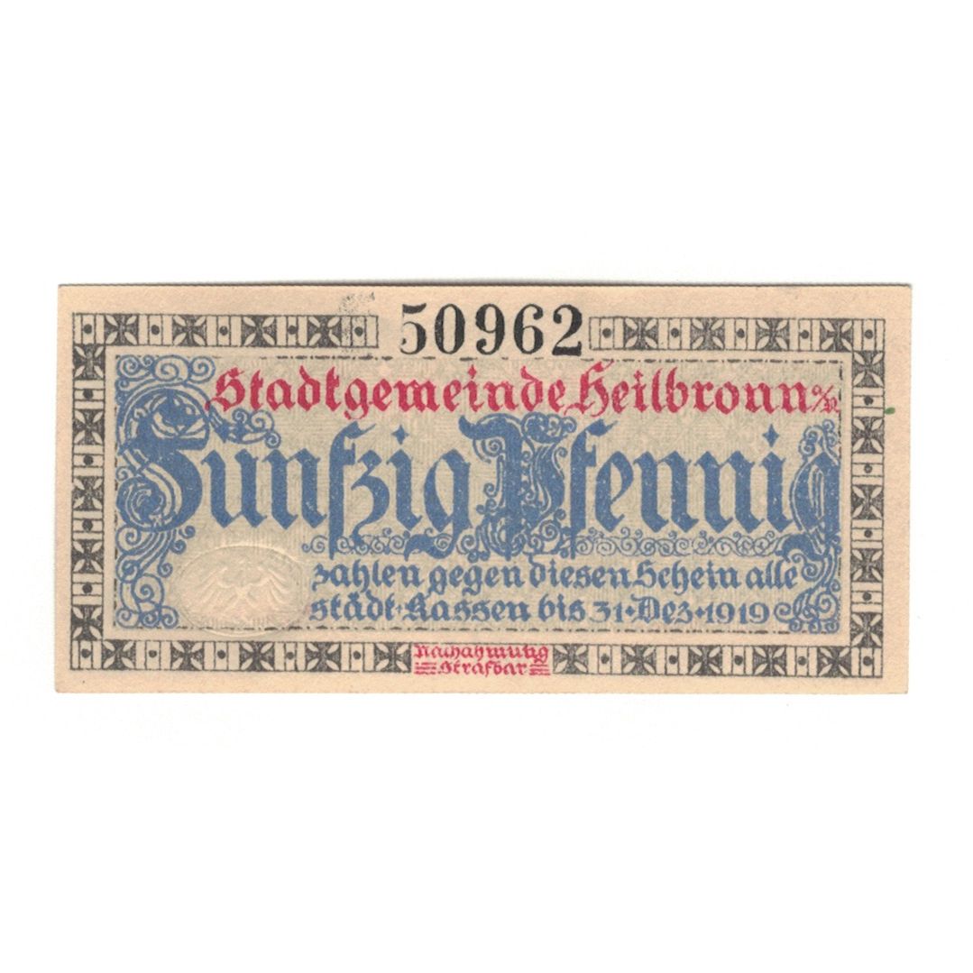Banknote, Germany, 50 Pfennig, valeur faciale, 1917, 1919-12-31, AU(55-58)