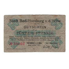 Banknote, Germany, Homburg v.d.H Bad Stadt, 50 Pfennig, Batiment, 1917