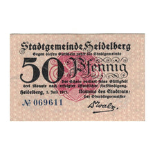 Banconote, Germania, Heidelberg Stadt, 50 Pfennig, château, 1917, 1917-07-01