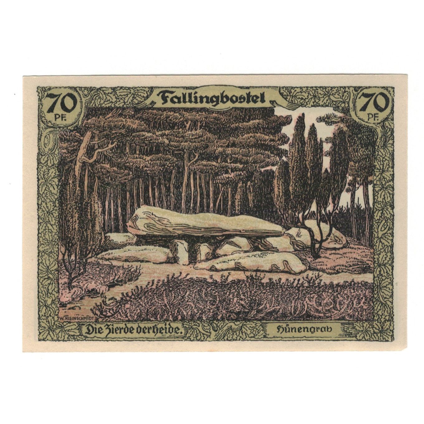 Banconote, Germania, Soltau Heimatbund Lohengau, 70 Pfennig, Foret, 1921, SPL-