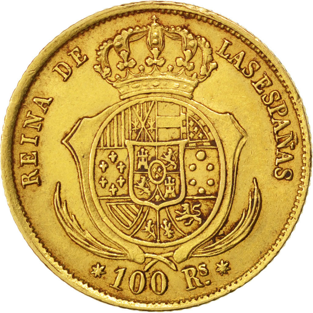 Espagne, Isabelle II, 100 Reales, 1857, Séville