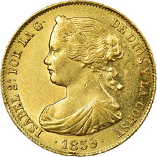 Münze, Spanien, Isabel II, 100 Reales, 1859, Sevilla, VZ, Gold, KM:605.3
