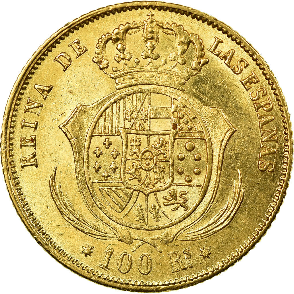 Münze, Spanien, Isabel II, 100 Reales, 1859, Sevilla, VZ, Gold, KM:605.3