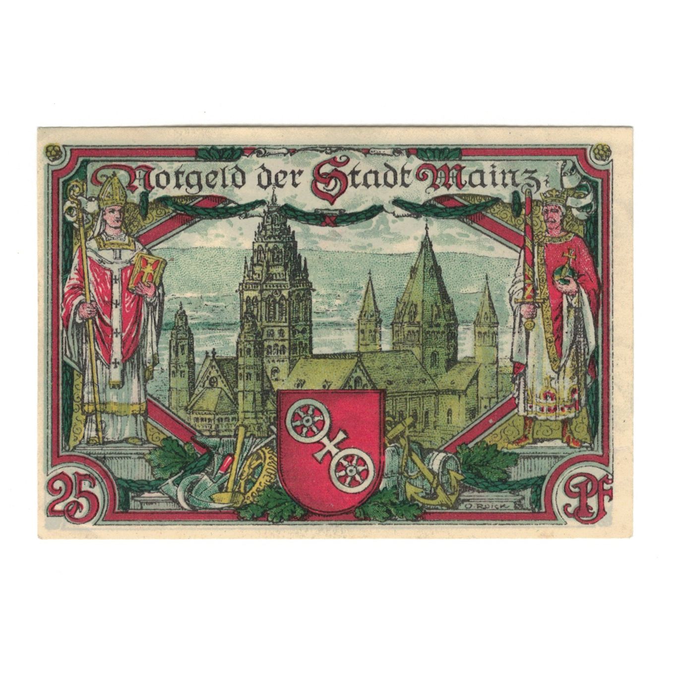 Banknote, Germany, Mainz Stadt, 25 Pfennig, Eglise, 1921, 1921-01-01, AU(55-58)