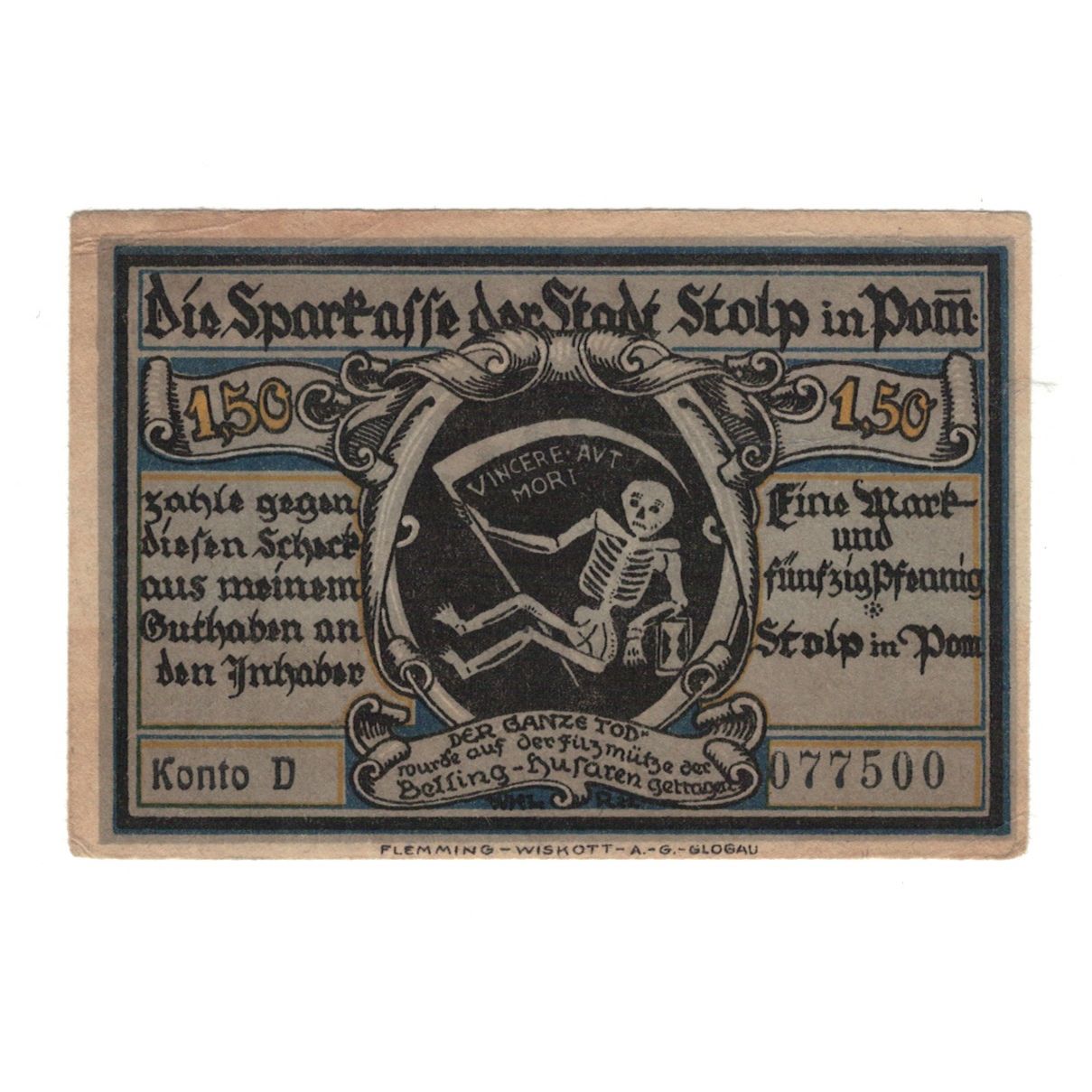 Banknote, Germany, Stolp Sparkasse der Stadt, 1.5 Mark, personnage, 1922