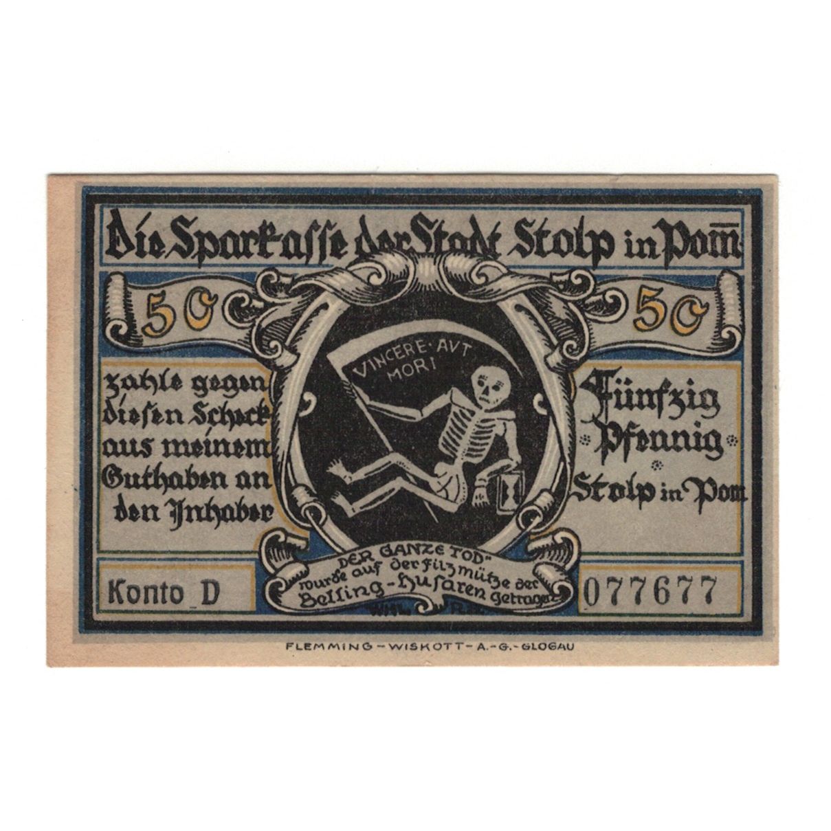 Banknote, Germany, Stolp Sparkasse der Stadt, 50 Pfennig, personnage, 1922