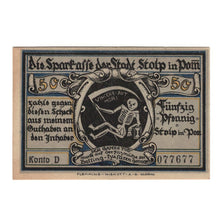 Banknote, Germany, Stolp Sparkasse der Stadt, 50 Pfennig, personnage, 1922