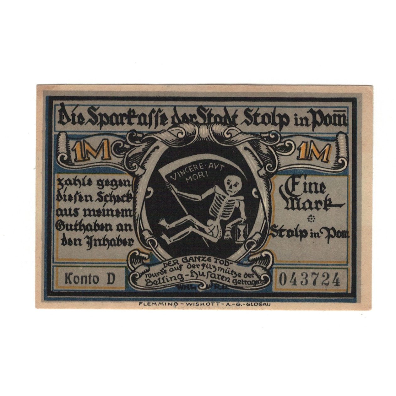 Banknote, Germany, Stolp Sparkasse der Stadt, 1 Mark, personnage, 1922