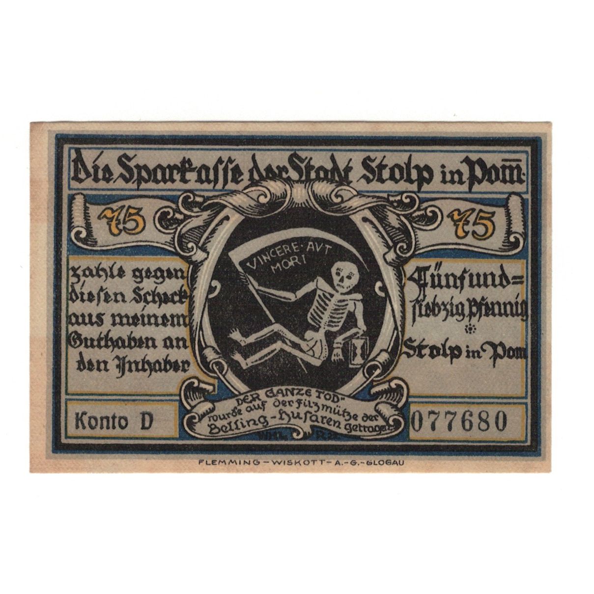 Banknote, Germany, Stolp Sparkasse der Stadt, 75 Mark, personnage, 1922