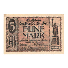 Geldschein, Deutschland, Fulda Stadt, 5 Mark, Batiment, 1919, 1919-02-01, VZ