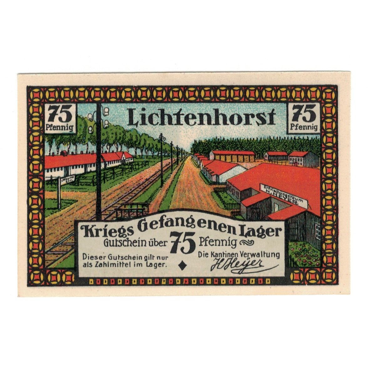 Banconote, Germania, Lichtenhorst, 75 Pfennig, locomotive, FDS, Mehl:797.1