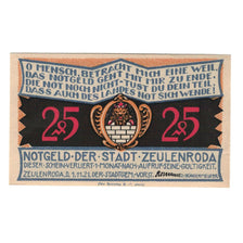 Banknote, Germany, Zeulenroda Stadt, 25 Pfennig, village, 1921, 1921-11-01