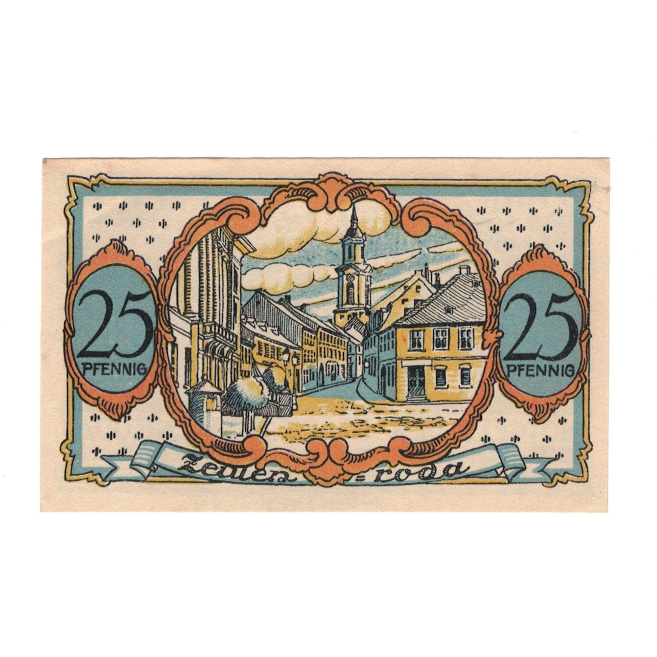 Banknote, Germany, Zeulenroda Stadt, 25 Pfennig, village, 1921, 1921-11-01