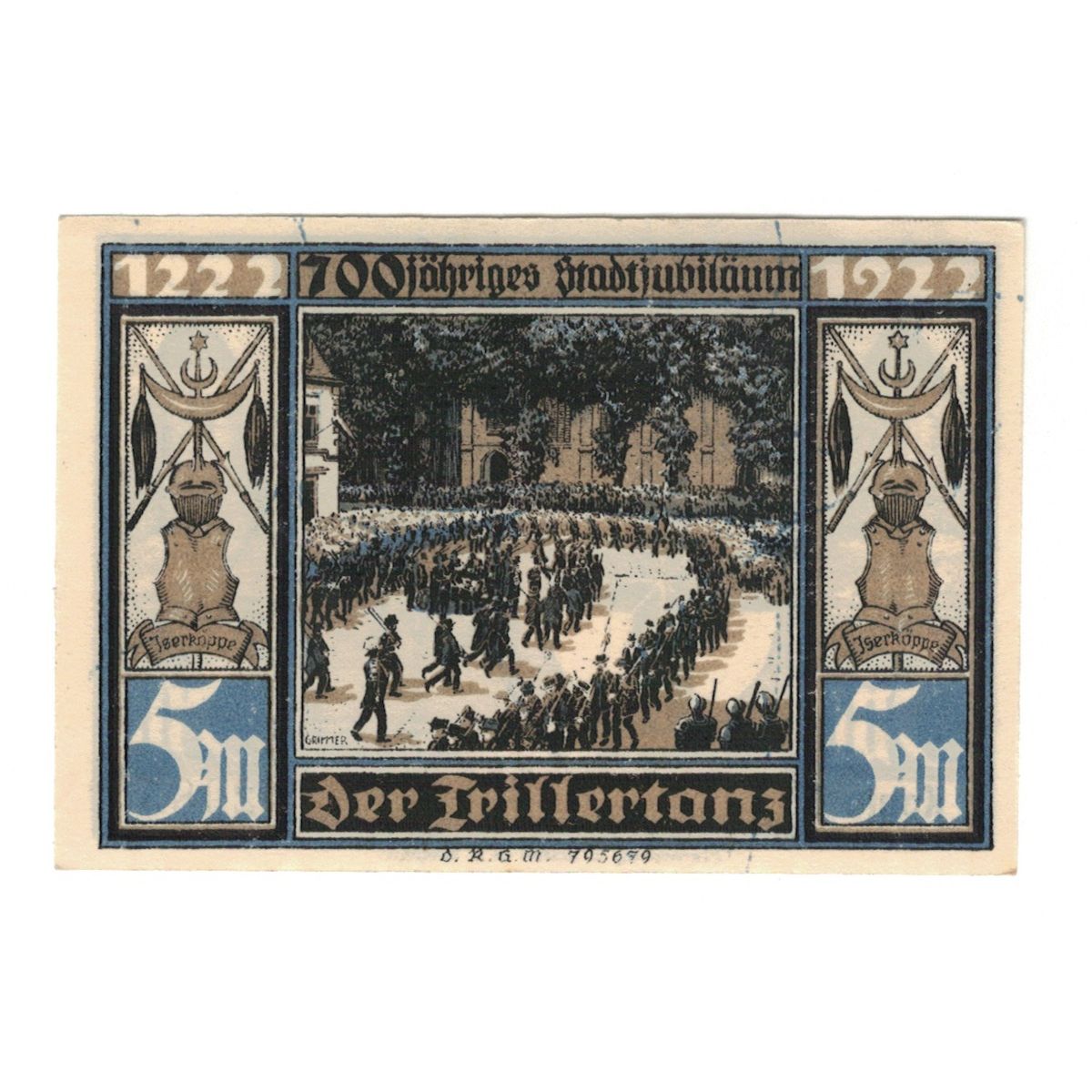 Billet, Allemagne, Attendorn Magistrat, 5 Mark, personnage, 1922, NEUF