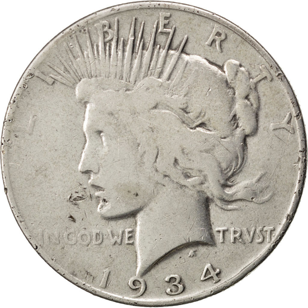 UNITED STATES, Peace Dollar, Dollar, 1934, U.S. Mint, KM #150, F(12-15),...