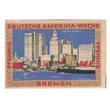 Banknote, Germany, Bremen Deutsche Amerika Woche, 100 Pfennig, paysage, 1922