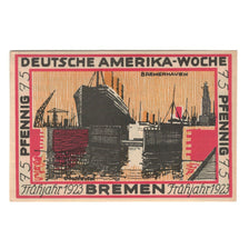 Banknote, Germany, Bremen Deutsche Amerika Woche, 75 Pfennig, paysage, 1922
