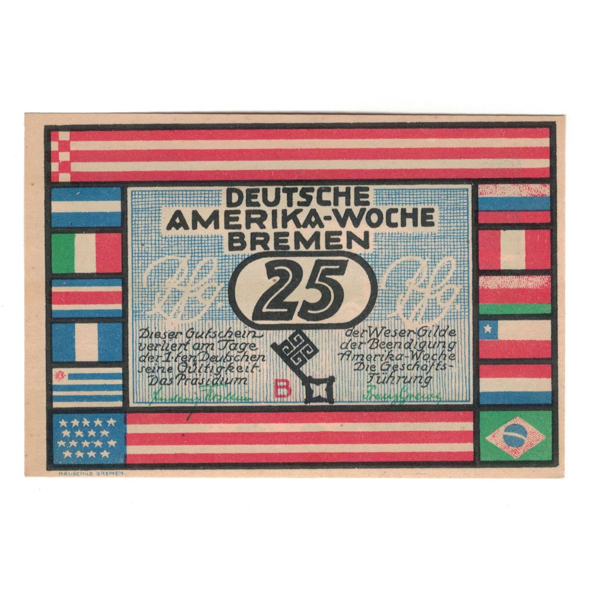 Banknote, Germany, Bremen Deutsche Amerika Woche, 25 Pfennig, paysage, 1922