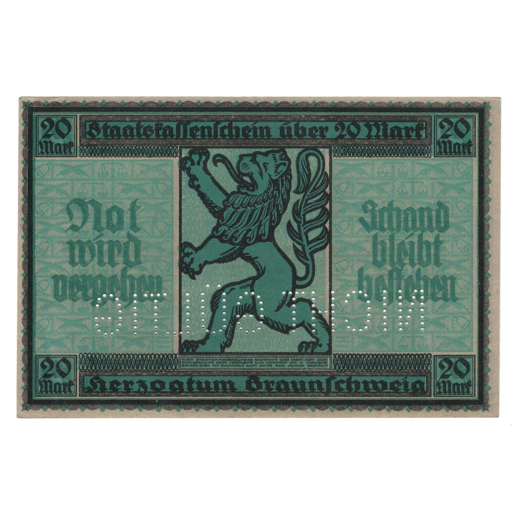 Banknote, Germany, Braunschweig Herzogl. Braunschweig-Lüneburgisches