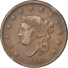 UNITED STATES, Coronet Cent, Cent, 1831, U.S. Mint, KM #45, EF(40-45), Copper,..